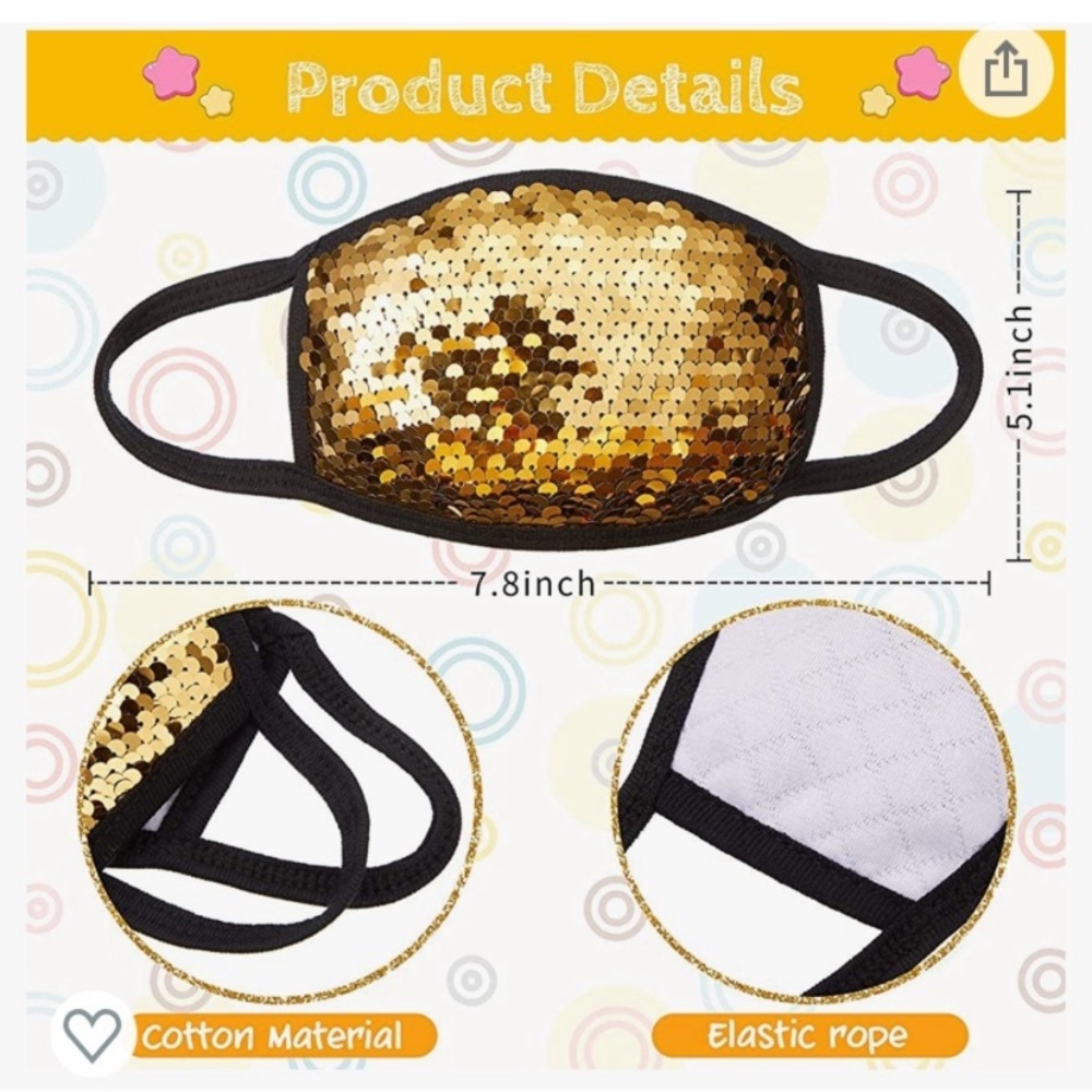 7 Pieces Kid’s Sequin Glitter Mask - Picture 5 of 6